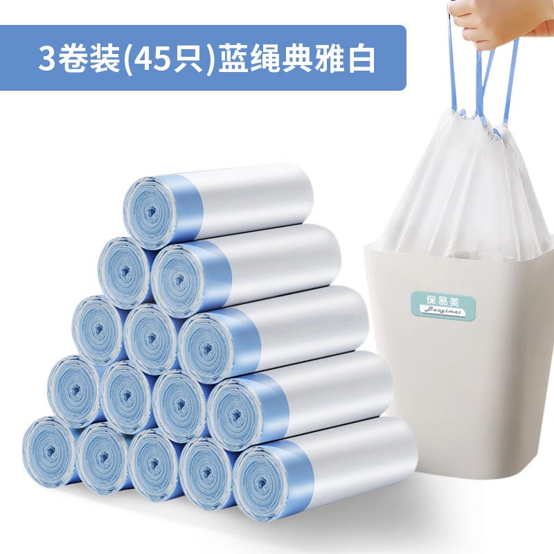 Disposable Drawstring Garbage Bag Household Automatic Drawstring Plastic Bag Thickened Kitchen Rope Plastic Garbage Bag - Image 1